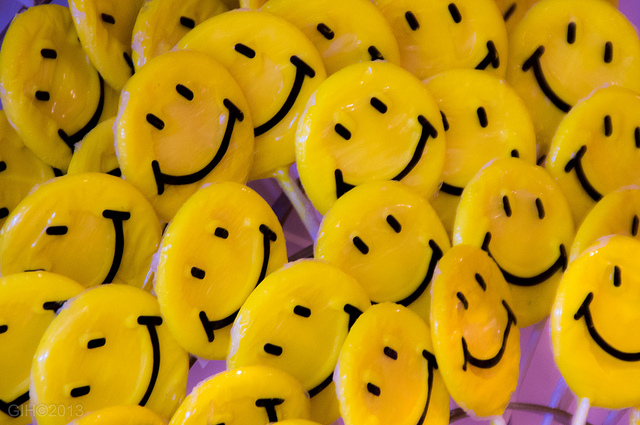 Smiley face pins